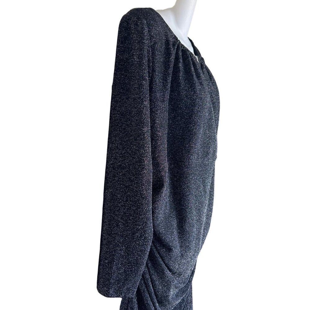 NEW Women's Glitter Knit Ruched Dress Evening Cocktail Dress - Picture 6 of 14